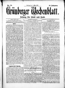 Grünberger Wochenblatt: Zeitung für Stadt und Land, No. 39. (31. März 1907)