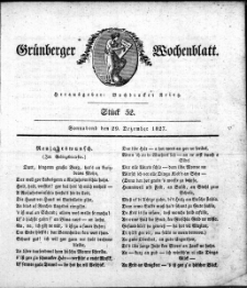 Grünberger Wochenblatt, Stück 52. (29. Dezember 1827)