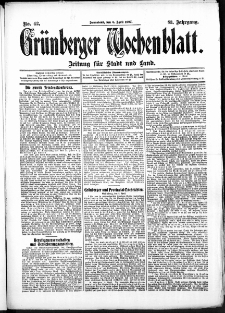Grünberger Wochenblatt: Zeitung für Stadt und Land, No. 42. (6. April 1907)