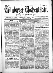 Grünberger Wochenblatt: Zeitung für Stadt und Land, No. 49. (23. April 1907)