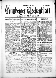 Gr&uuml;nberger Wochenblatt: Zeitung f&uuml;r Stadt und Land, No. 54. (4. Mai 1907)