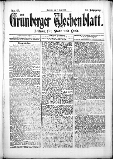 Grünberger Wochenblatt: Zeitung für Stadt und Land, No. 55. (7. Mai 1907)
