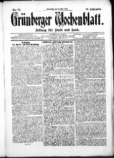 Grünberger Wochenblatt: Zeitung für Stadt und Land, No. 57. (11. Mai 1907)