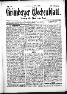 Grünberger Wochenblatt: Zeitung für Stadt und Land, No. 59. (16. Mai 1907)
