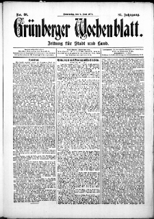 Grünberger Wochenblatt: Zeitung für Stadt und Land, No. 68. (6. Juni 1907)