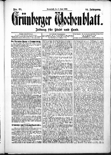 Grünberger Wochenblatt: Zeitung für Stadt und Land, No. 69. (8. Juni 1907)