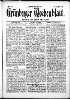 Gr&uuml;nberger Wochenblatt: Zeitung f&uuml;r Stadt und Land, No. 70. (11. Juni 1907)