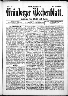 Grünberger Wochenblatt: Zeitung für Stadt und Land, No. 70. (11. Juni 1907)