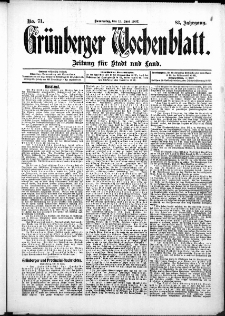 Grünberger Wochenblatt: Zeitung für Stadt und Land, No. 71. (13. Juni 1907)