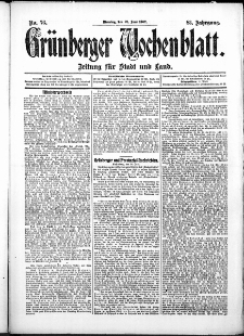 Grünberger Wochenblatt: Zeitung für Stadt und Land, No. 76. (25. Juni 1907)