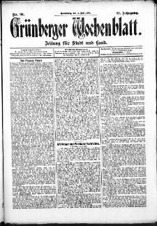 Grünberger Wochenblatt: Zeitung für Stadt und Land, No. 80. (4. Juli 1907)