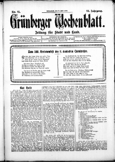 Grünberger Wochenblatt: Zeitung für Stadt und Land, No. 81. (6. Juli 1907)