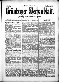 Grünberger Wochenblatt: Zeitung für Stadt und Land, No. 83. (11. Juli 1907)