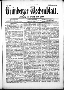 Grünberger Wochenblatt: Zeitung für Stadt und Land, No.84. (13. Juli 1907)