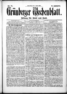 Grünberger Wochenblatt: Zeitung für Stadt und Land, No. 93. (3. August 1907)