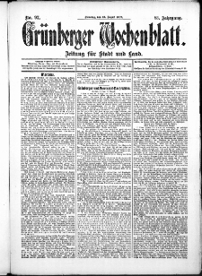 Grünberger Wochenblatt: Zeitung für Stadt und Land, No. 97. (13. August 1907)