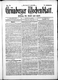 Grünberger Wochenblatt: Zeitung für Stadt und Land, No. 98. (15. August 1907)