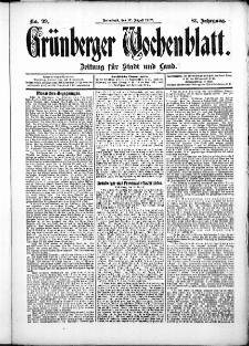 Grünberger Wochenblatt: Zeitung für Stadt und Land, No. 99. (17. August 1907)