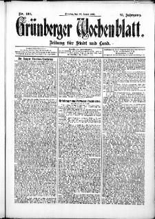 Grünberger Wochenblatt: Zeitung für Stadt und Land, No. 100. (20. August 1907)
