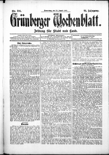 Grünberger Wochenblatt: Zeitung für Stadt und Land, No. 104. (29. August 1907)