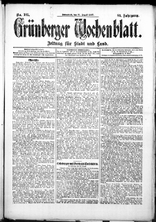 Grünberger Wochenblatt: Zeitung für Stadt und Land, No. 105. (31. August 1907)