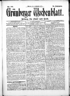 Grünberger Wochenblatt: Zeitung für Stadt und Land, No. 106. (3. September 1907)