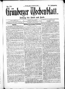 Grünberger Wochenblatt: Zeitung für Stadt und Land, No. 112. (17. September 1907)