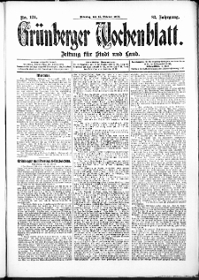 Grünberger Wochenblatt: Zeitung für Stadt und Land, No. 119. (15. Oktober 1907)