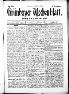 Gr&uuml;nberger Wochenblatt: Zeitung f&uuml;r Stadt und Land, No. 125. (17. Oktober 1907)