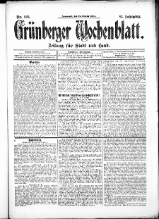 Grünberger Wochenblatt: Zeitung für Stadt und Land, No. 126. (19. Oktober 1907)