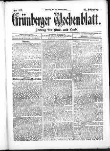 Grünberger Wochenblatt: Zeitung für Stadt und Land, No. 127. (22. Oktober 1907)