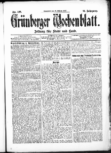 Grünberger Wochenblatt: Zeitung für Stadt und Land, No. 129. (26. Oktober 1907)