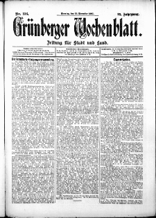 Grünberger Wochenblatt: Zeitung für Stadt und Land, No. 136. (12. November 1907)