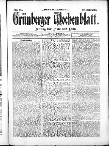 Grünberger Wochenblatt: Zeitung für Stadt und Land, No. 137. (14. November 1907)