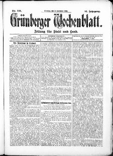 Grünberger Wochenblatt: Zeitung für Stadt und Land, No. 139. (19. November 1907)