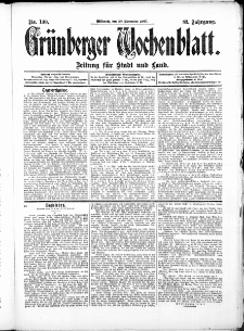 Grünberger Wochenblatt: Zeitung für Stadt und Land, No. 140. (20. November 1907)