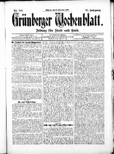 Grünberger Wochenblatt: Zeitung für Stadt und Land, No. 143. (28. November 1907)