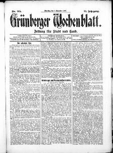 Grünberger Wochenblatt: Zeitung für Stadt und Land, No. 145. (3. December 1907)