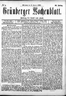 Grünberger Wochenblatt: Zeitung für Stadt und Land, No. 3. (6. Januar 1892)