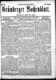 Grünberger Wochenblatt: Zeitung für Stadt und Land, No. 10. (22. Januar 1892)
