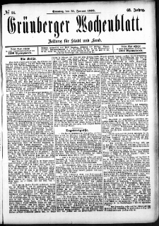 Grünberger Wochenblatt: Zeitung für Stadt und Land, No. 14. (31. Januar 1892)