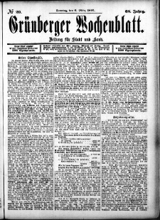Grünberger Wochenblatt: Zeitung für Stadt und Land, No. 29. (6. März 1892)