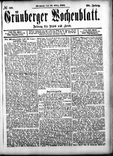 Grünberger Wochenblatt: Zeitung für Stadt und Land, No. 36. (23. März 1892)