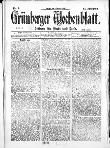 Grünberger Wochenblatt: Zeitung für Stadt und Land, No. 1. ( 1. Januar 1909 )
