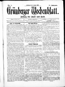 Grünberger Wochenblatt: Zeitung für Stadt und Land, No. 12. ( 5. Januar 1909 )