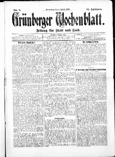 Grünberger Wochenblatt: Zeitung für Stadt und Land, No. 6. ( 14. Januar 1909 )