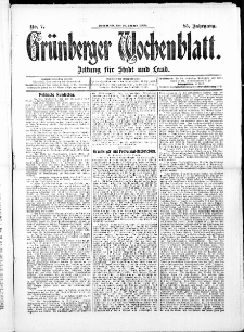 Grünberger Wochenblatt: Zeitung für Stadt und Land, No. 7. ( 16. Januar 1909 )