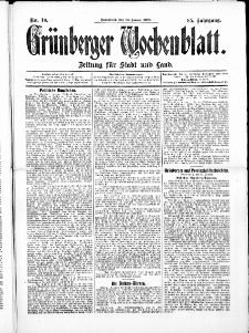 Grünberger Wochenblatt: Zeitung für Stadt und Land, No. 10. ( . Januar 1909 )