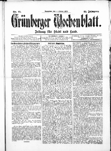 Grünberger Wochenblatt: Zeitung für Stadt und Land, No. 19. ( 13. Februar 1909 )