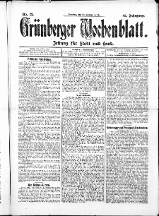 Gr&uuml;nberger Wochenblatt: Zeitung f&uuml;r Stadt und Land, No. 23. ( 23. Februar 1909 )